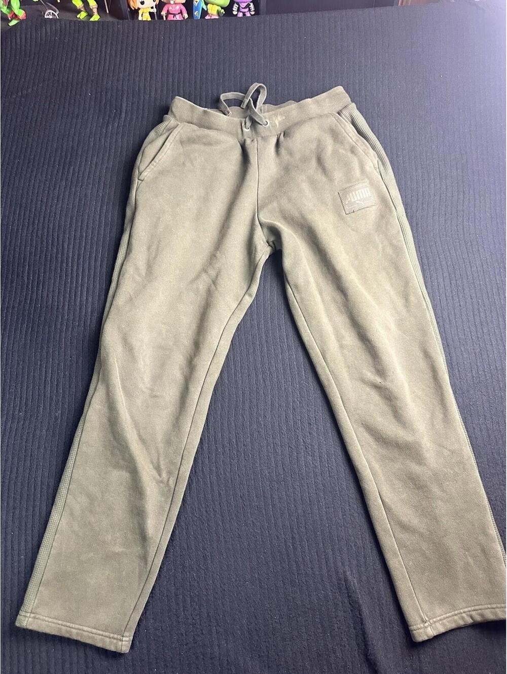 🟢 Puma Olive Green Fleece Lined Sweatpants Joggers Men’s Medium 🟢